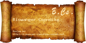 Biswanger Csendike névjegykártya